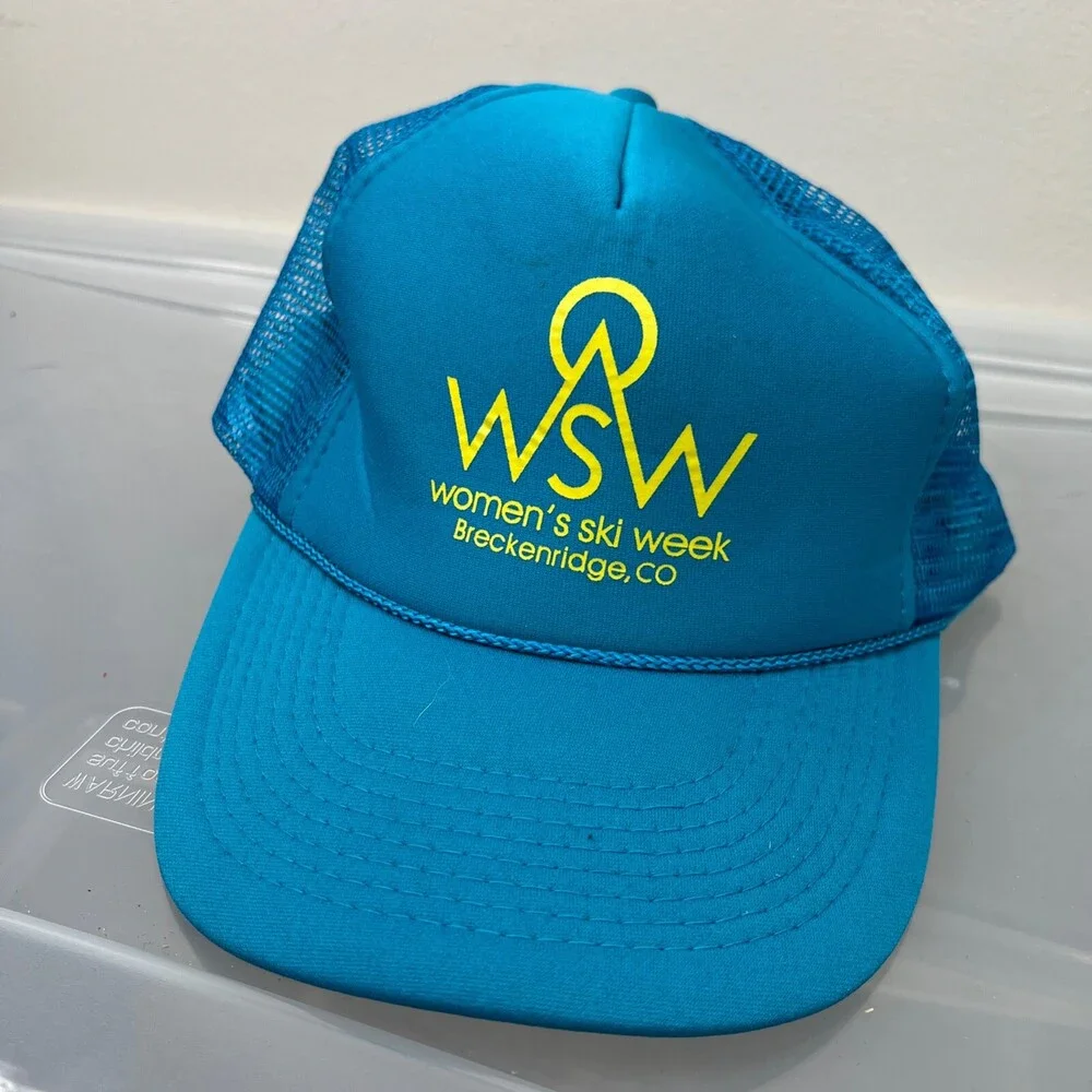 Otto Ski Week Trucker Hat Womens Adjustable Blue Snapback Mesh Winter Sports Cap